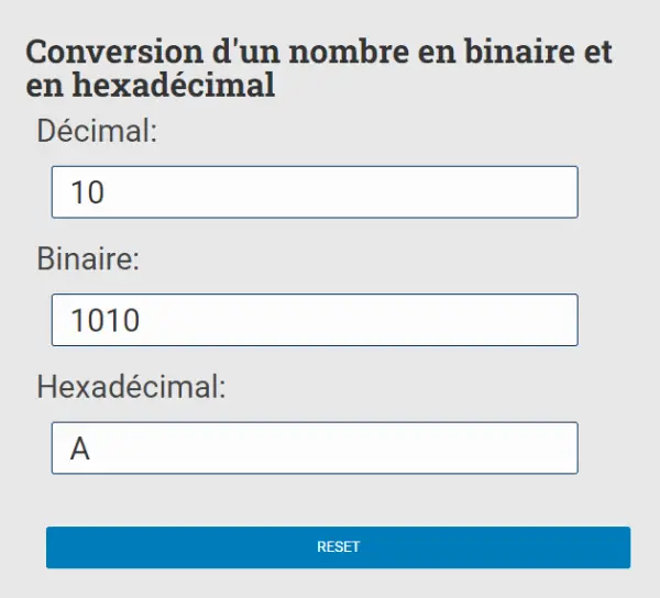 Conversion D'un Nombre En Binaire Et En Hexadécimal