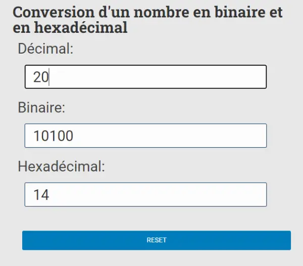 Conversion D'un Nombre En Binaire Et En Hexadécimal