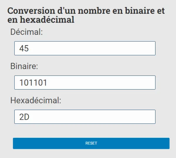 Conversion D'un Nombre En Binaire Et En Hexadécimal